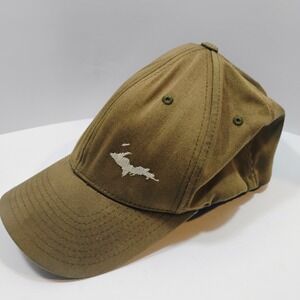 Baseball Cap Flex Fit Upper Michigan Logo Yooper Shirts Logo Olive Green L-XL